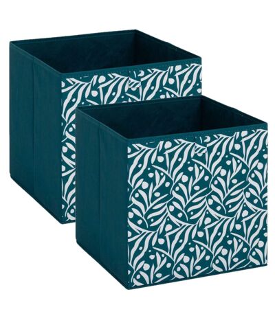Lot de 2 boites de rangement OLIVIA - L. 31 x l.31 x H. 31 cm - Bleu