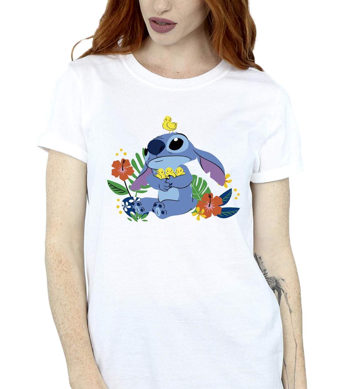 Disney Femme/Ladies Lilo & Stitch Birds Cotton Boyfriend T-Shirt (Blanc) - UTBI30354-3