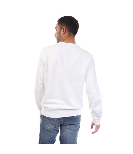 Mens Fleece Crew Neck Sweatshirt White Lacoste