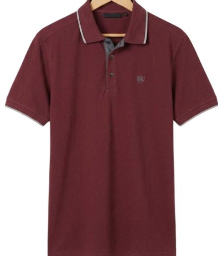 CHALLENGER C2101B : Polo homme en maille piquée bordeaux pour un style élégant et intemporel