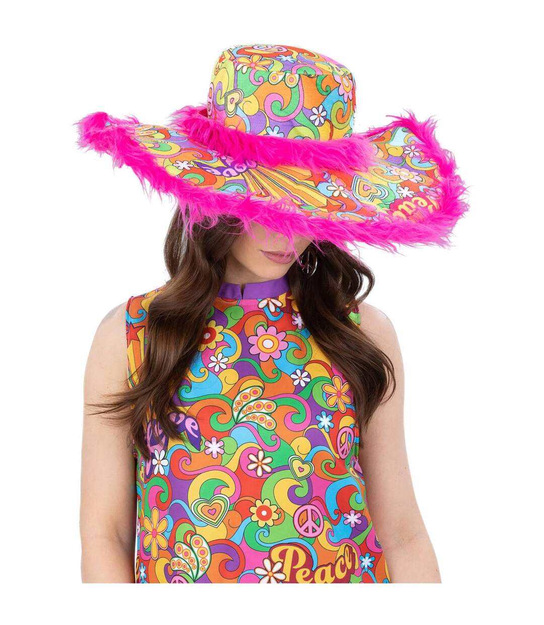 Unisex adult summer of love hippie sun hat multicoloured Smiffys-2