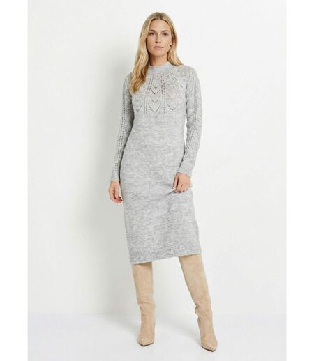 Robe-pull courte tricot ajouré col rond