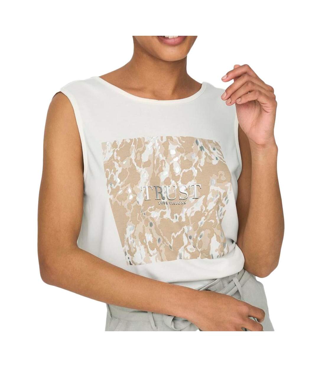 Débardeur blanc femme only top box - l-1