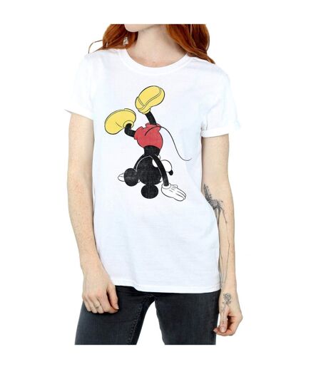 Disney Femme/Les femmes Mickey Mouse Upside Down - T-shirt boyfriend en coton (Blanc) - UTBI36118