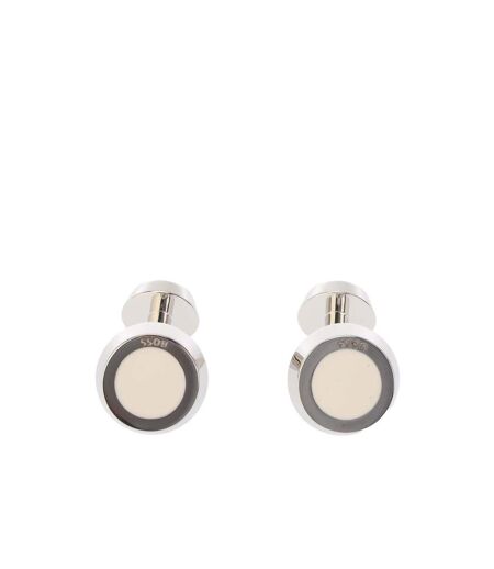 Mens Simony Polished Business Cufflinks One Size White Boss
