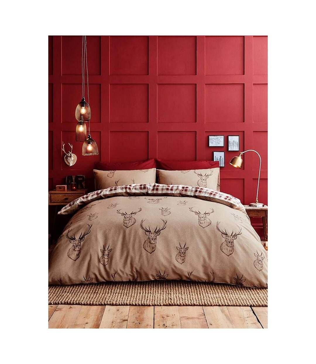 Stag duvet cover set beige/cream/red Catherine Lansfield-2