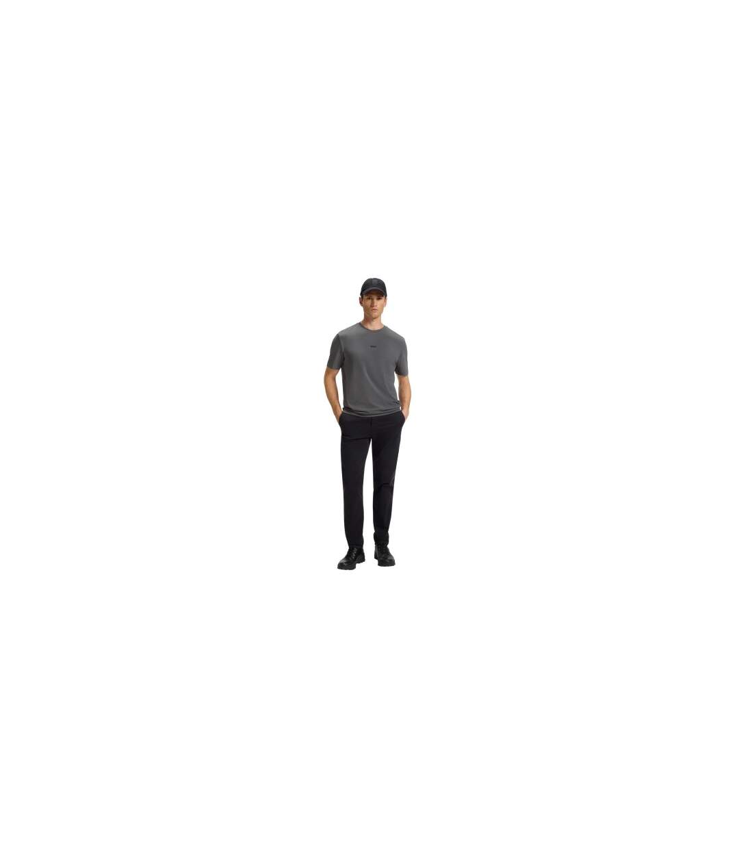 Mens Tchup Logo Oversized T-shirt Grey Boss-1