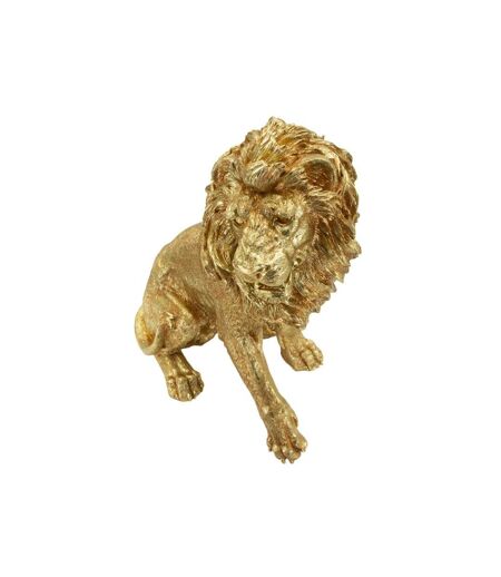 Statue Lion Assis Shant 55cm Or