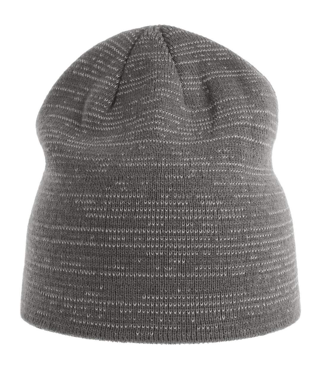 Unisex adult shine reflective recycled short beanie dark grey Atlantis-1