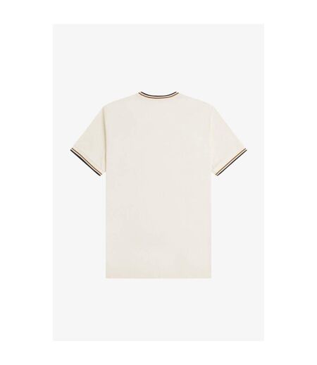 T-shirt Motif/style Rayure Contrastée Sur Bord Homme Écru Fred Perry