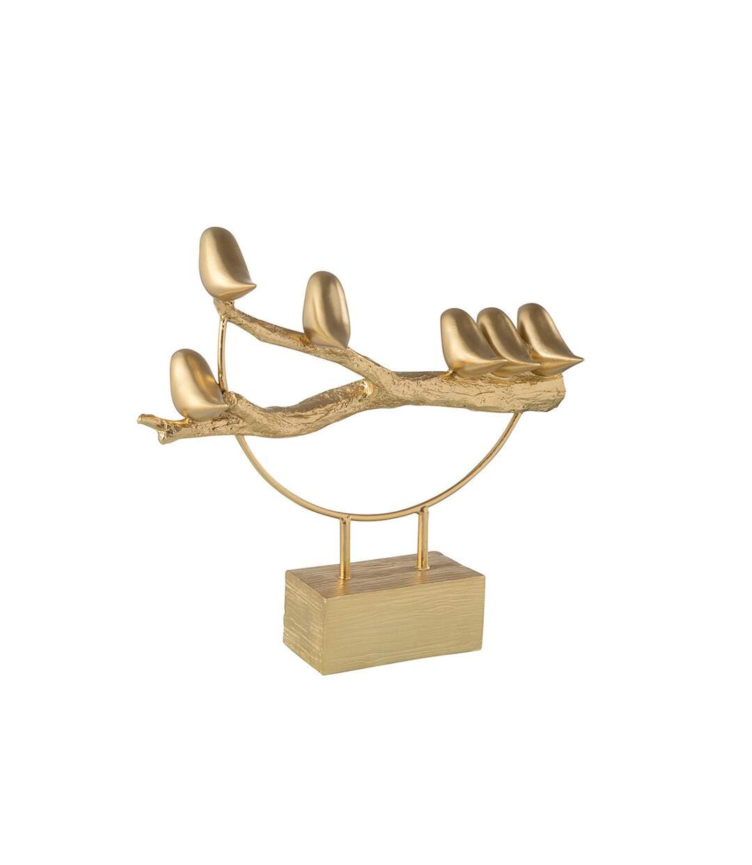 Statuette sur Socle Oiseaux sur Branche 35cm Or-2