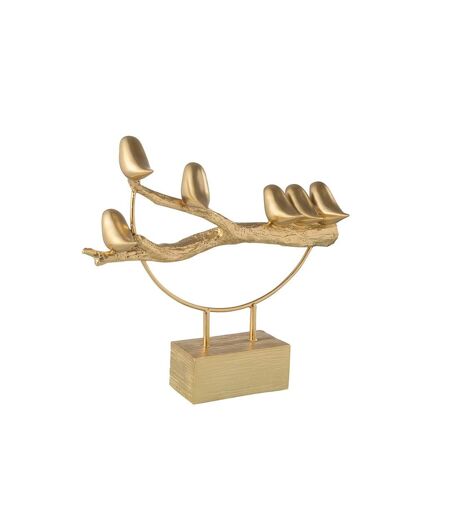 Statuette sur Socle Oiseaux sur Branche 35cm Or