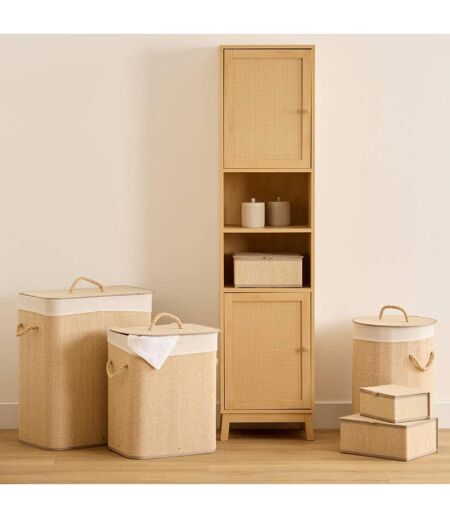 Lot de 3 Boîtes en Bambou Stemy 32cm Beige