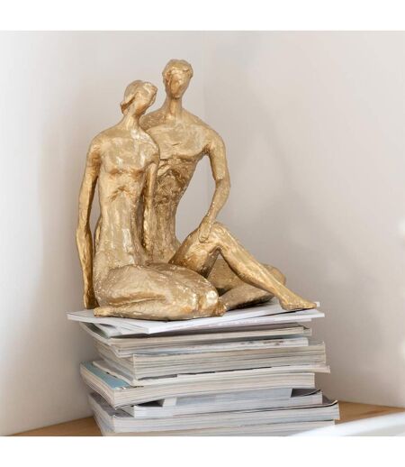 Statuette Couple Assis Brady 35cm Or