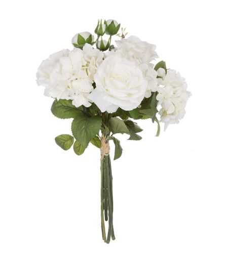 Bouquet artificiel de 18 Fleurs - H. 50 cm - Blanc