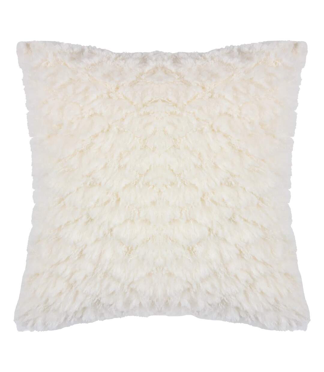 Faux fur fluff ball cushion cover 45cm x 45cm dreamy cream Heya Home-1