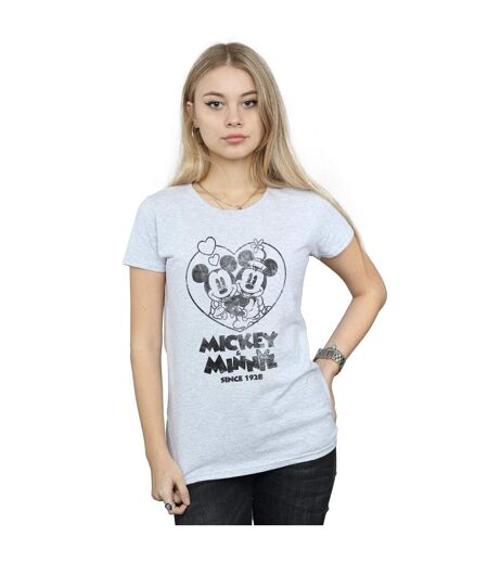 Disney T-shirt en coton Femmes/Ladies Mickey et Minnie Mouse Since 1928 (Gris sportif) - UTBI31495