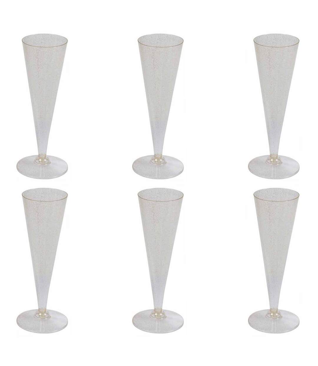 Lot de 6 Flûtes à Champagne Réutilisable Paillettes 12cl Or-1