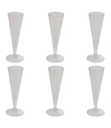 Lot de 6 Flûtes à Champagne Réutilisable Paillettes 12cl Or