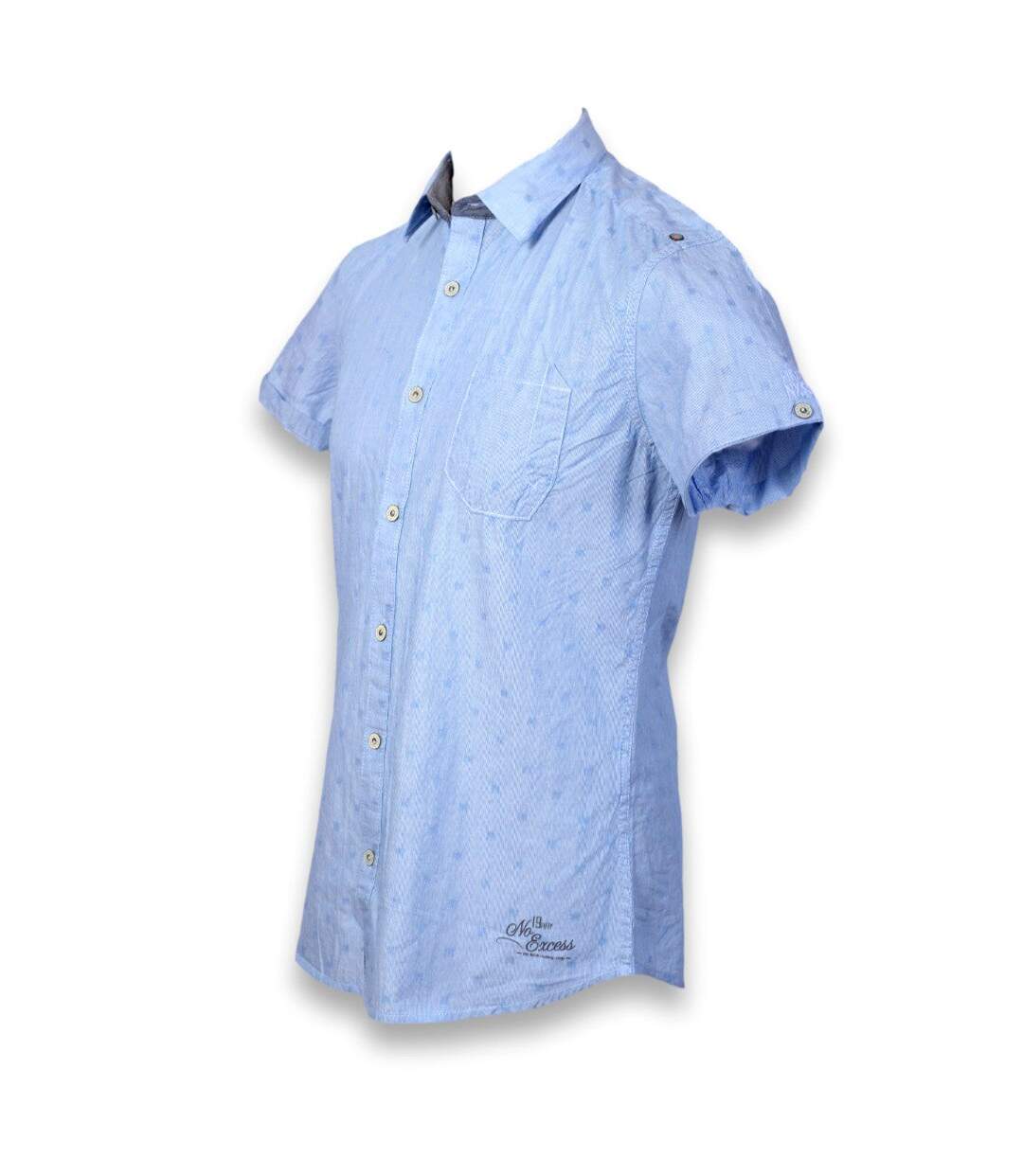 Chemise homme manches courtes de couleur bleu-3