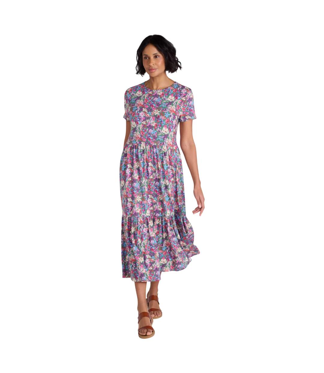 Womens/ladies Sardinia Floral Uv Tiered Dress Multicoloured Mountain Warehouse-1