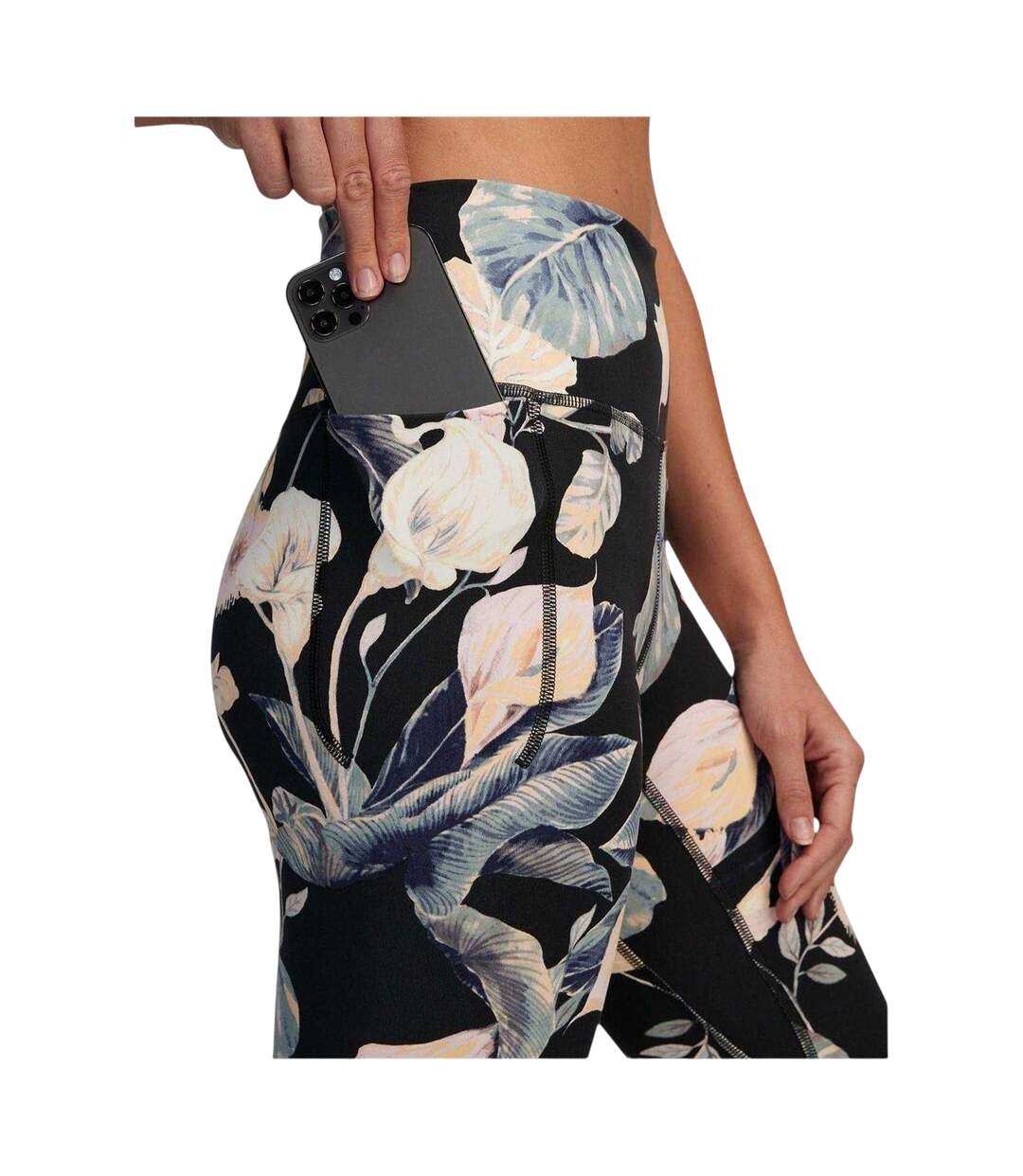 Womens/ladies Meridian Floral Pattern Leggings Black Under Armour-4