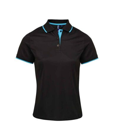 Polo coolchecker femme noir / turquoise vif Premier