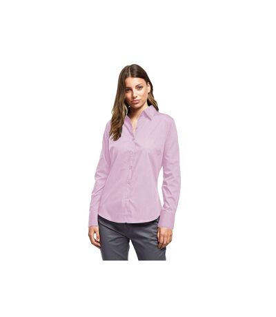 Womens/ladies Poplin Long-sleeved Blouse Pink Premier