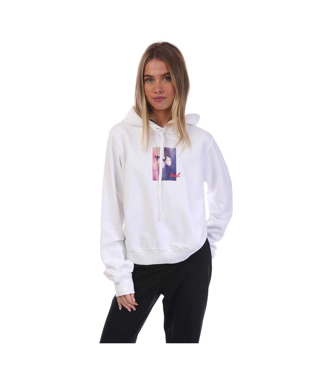 Womens/ladies Reggy Relaxed Fit Hoodie White Diesel-2