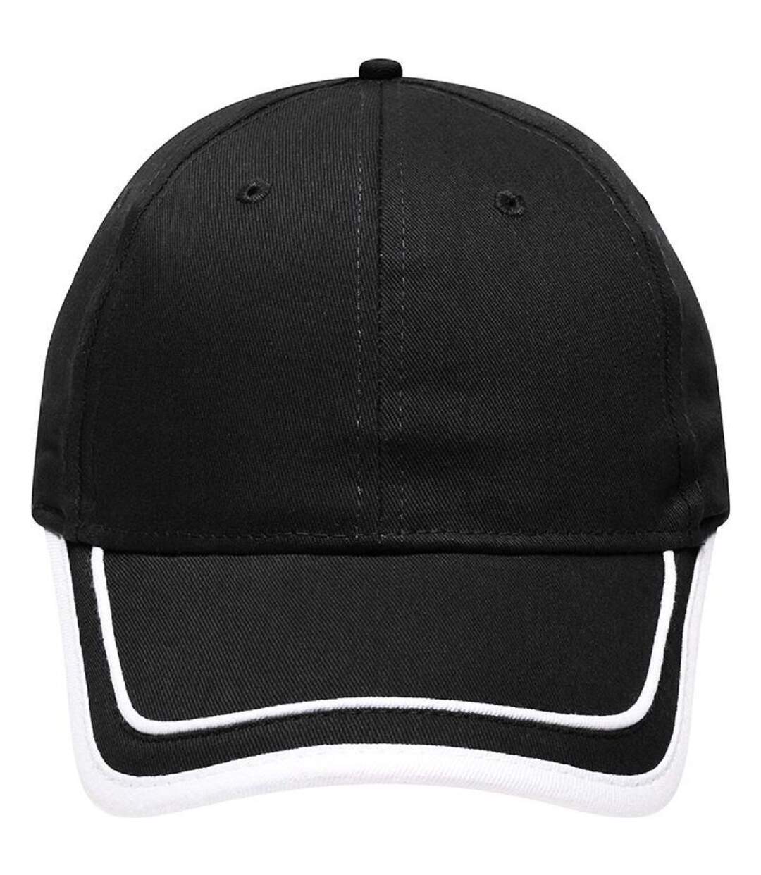 Casquette 6 panneaux coton brossé - MB6501 - noir et blanc-1