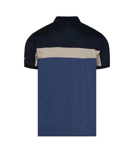 Mens Colour Block Half Zip Regular Polo Shirt Blue C.P. Company