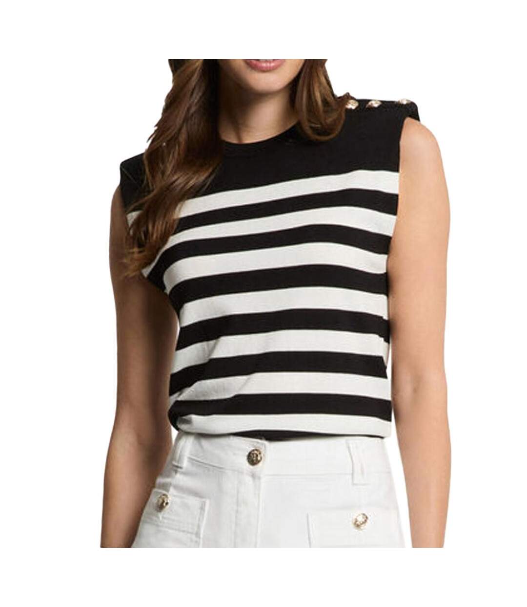 Pulls noir/blanc femme morgan rayures-1