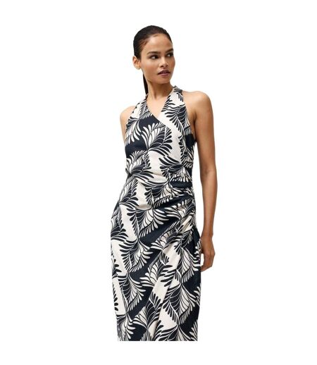 Robe Portefeuille Motif/style Imprimé Feuille Ariette Femme Noir Crème French Connection