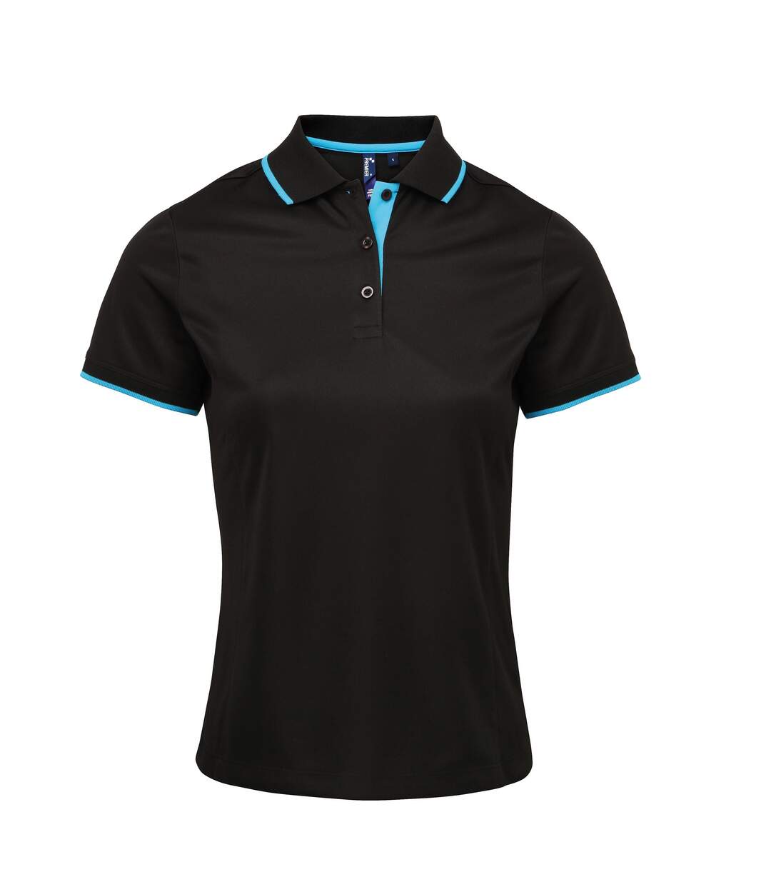 Coolchecker polo sport femme noir/turquoise Premier-1