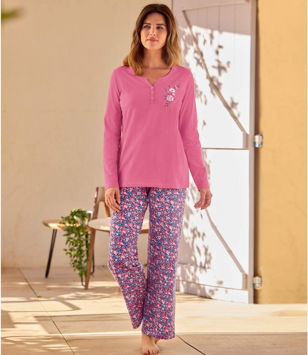 Katoenen pyjama met bloemenmotief-2