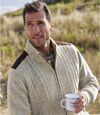 Men's Fleece-Lined Knitted Jacket - Beige Brown  Atlas For Men