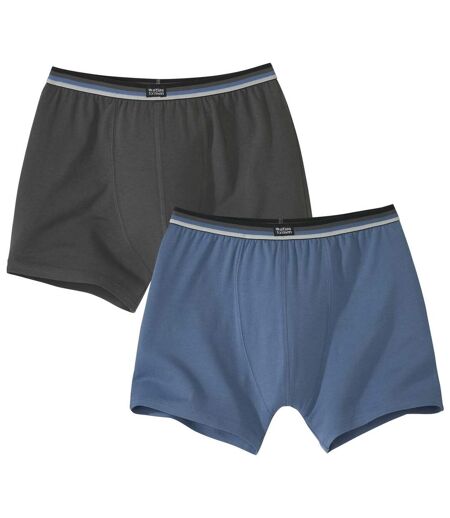 Pack of 2 Men's Plain Boxer Shorts - Blue Anthracite