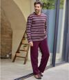 Men's Burgundy Striped Microfleece Pyjamas Atlas For Men