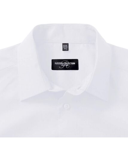 Russell Collection Mens Short Sleeve Easy Care Tailored Oxford Shirt (White) - UTBC1016
