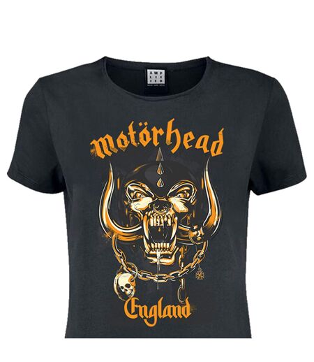 Womens/ladies england motorhead t-shirt dress charcoal/bronze Amplified