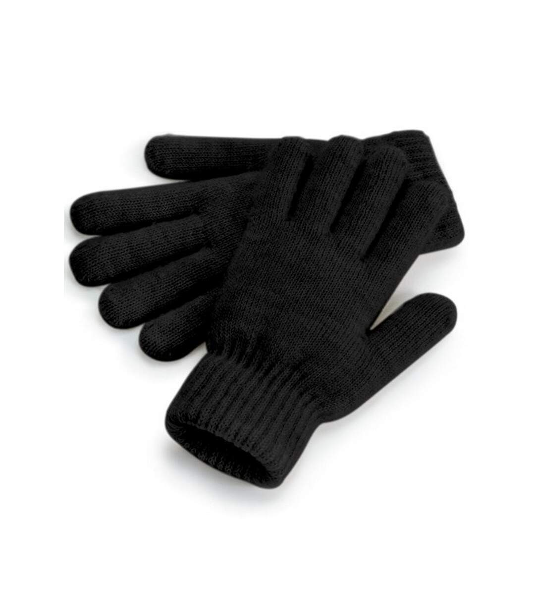 Womens/ladies ribbed cuff gloves one size black Beechfield-1