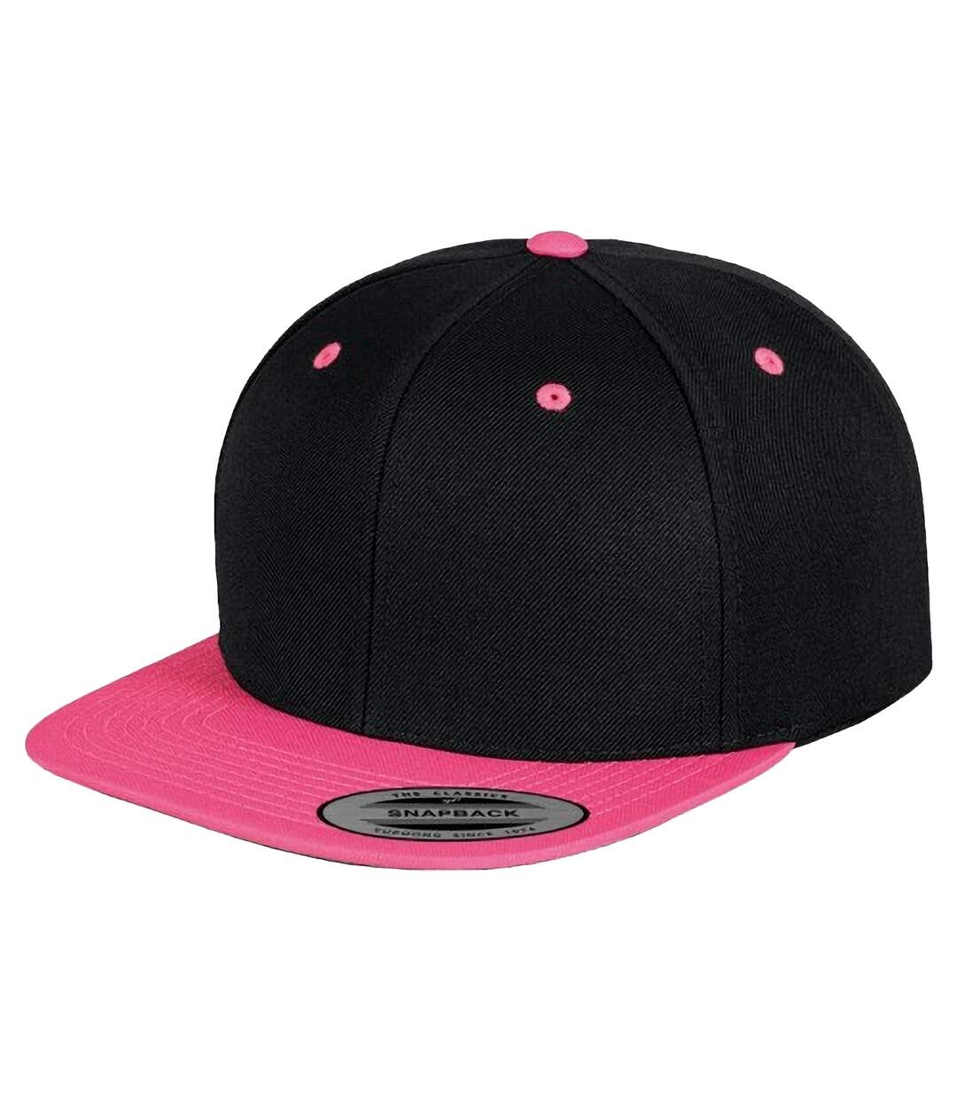 Casquette ajustable classique homme noir/rose néon Yupoong-1