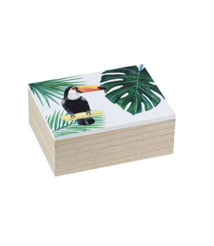 Boîte de rangement tropicale Tucan - L. 20 x H. 8 cm - Vert