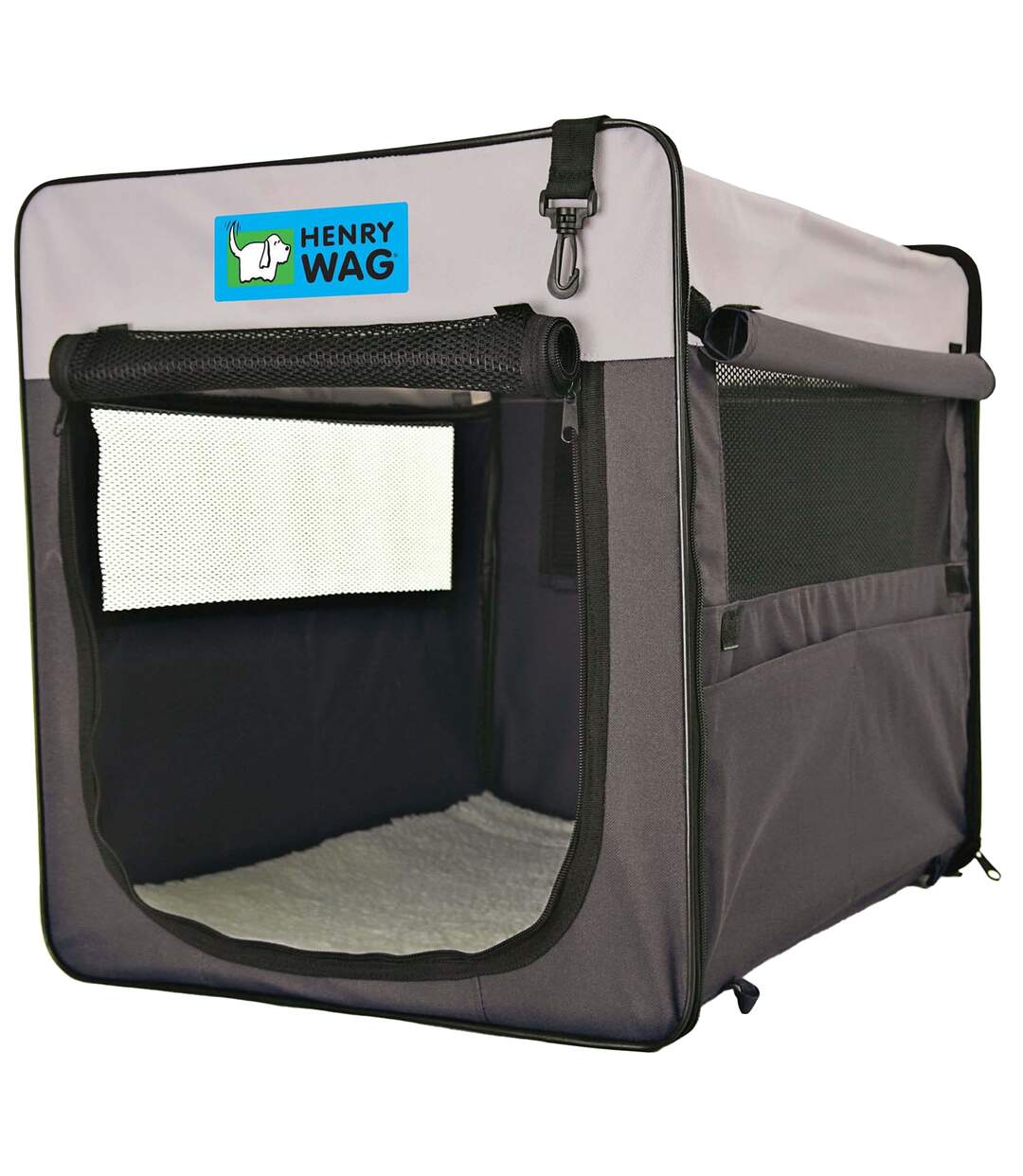 Folding fabric travel dog crate xl grey Henry Wag-1