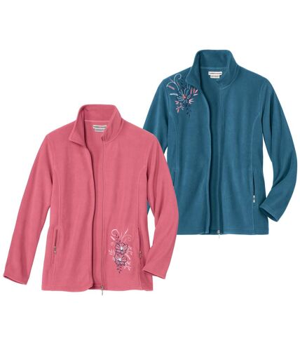 Pack of 2 Women's Microfleece Jackets - Pink Blue 