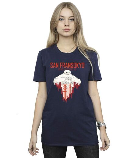 Disney - T-shirt BIG HERO BAYMAX SAN FRANSOKYO HEART - Femme (Bleu marine) - UTBI15604
