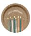 Lot de 6 Assiettes en Carton Anniversaire Kraft 18cm Naturel-1