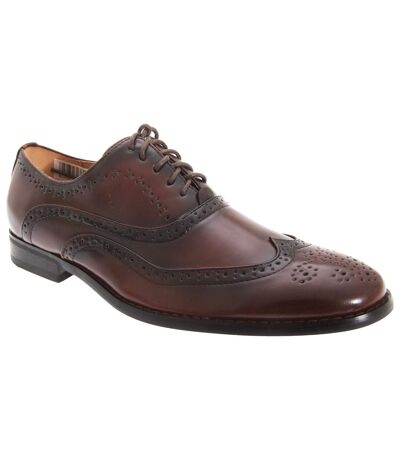 Goor Mens Leather Lace-Up Oxford Brogue Shoes (Brown) - UTDF130