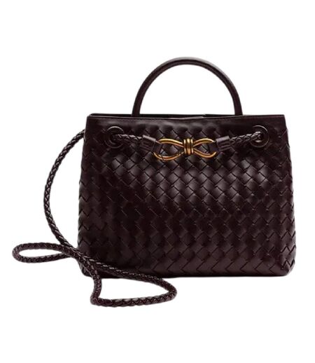 Woven Leather Tote Bag One Size Brown Where´s That From