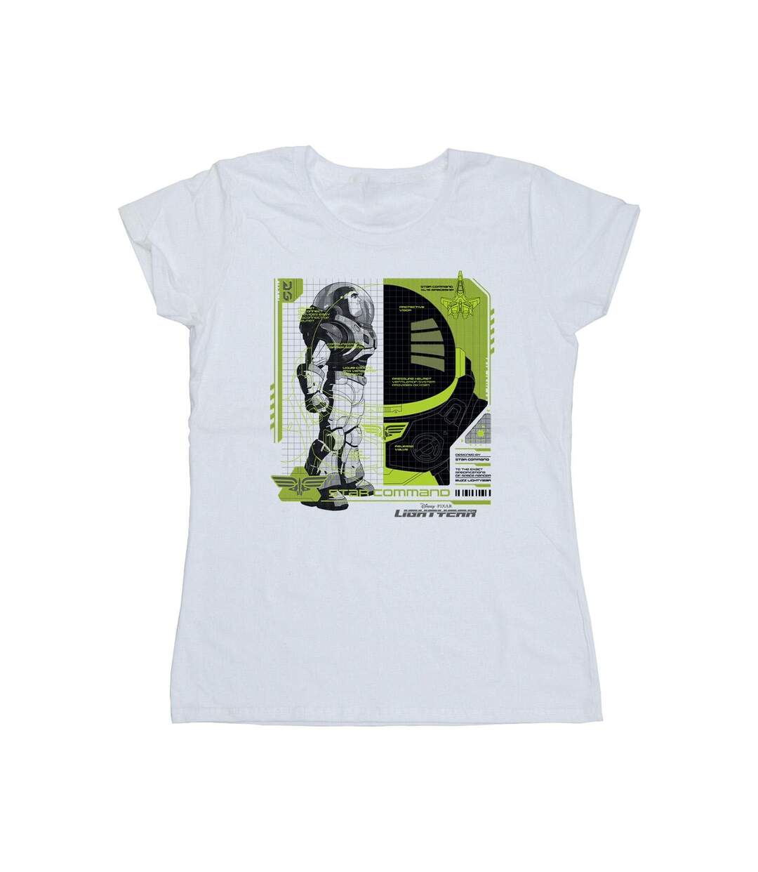 Disney T-shirt en coton à empiècement technique Lightyear Buzz Femme/Ladies (Blanc) - UTBI28932-1